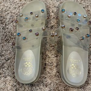 Vince Camuto sandals- size 8.5 beige sole with rhinestones